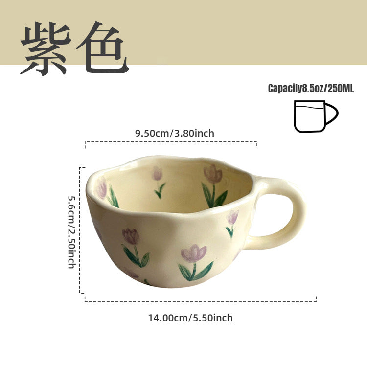 INS Korean style milky yellow hand-shaped irregular ceramic coffee cup