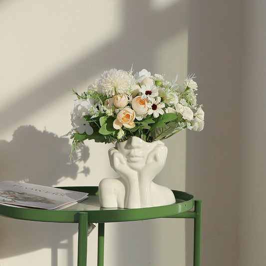 INS Nordic style glaze ceramic body art flower vase, Home decoration art