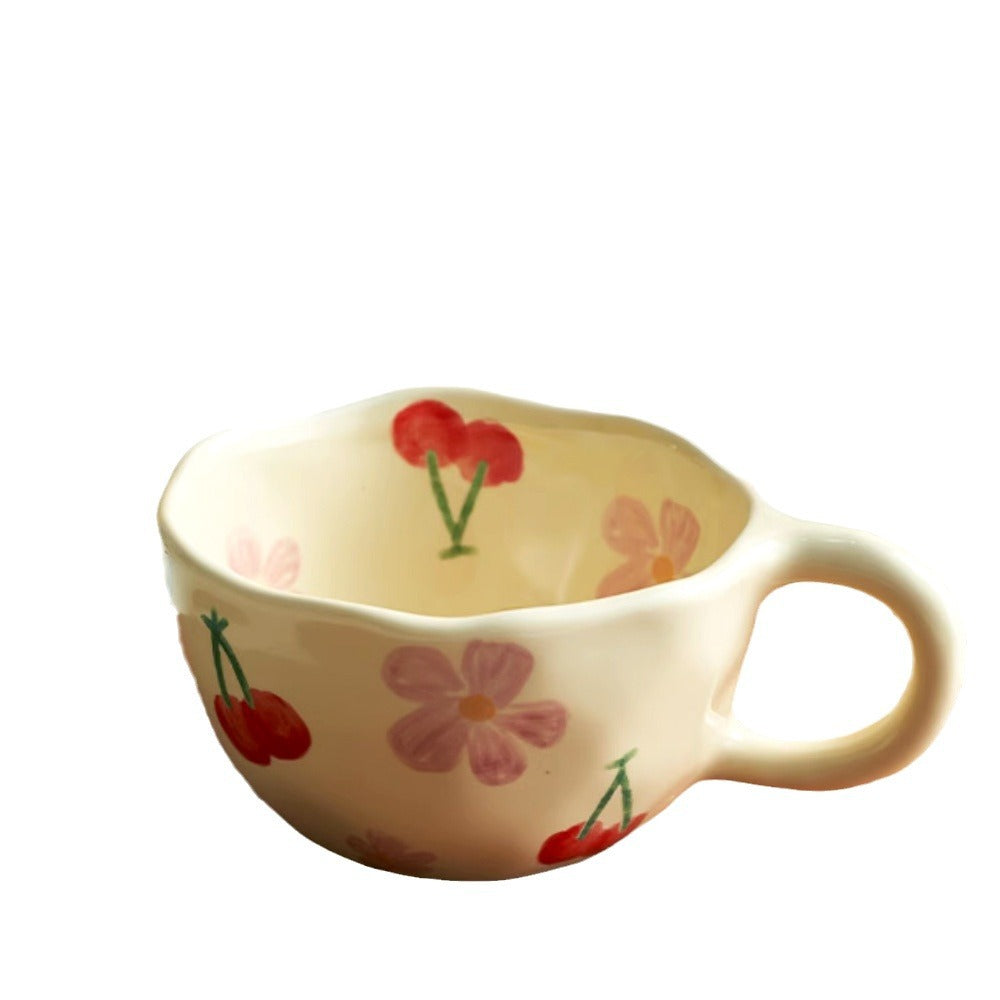 INS Korean style milky yellow hand-shaped irregular ceramic coffee cup